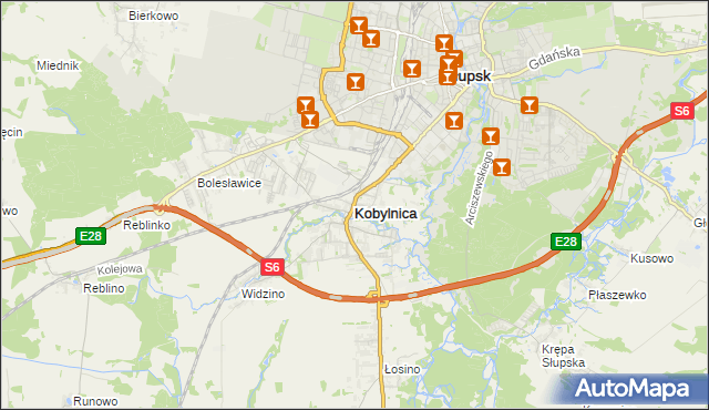 mapa Kobylnica powiat słupski, Kobylnica powiat słupski na mapie Targeo