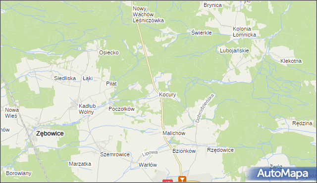 mapa Kocury gmina Dobrodzień, Kocury gmina Dobrodzień na mapie Targeo