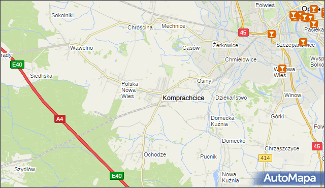 mapa Komprachcice, Komprachcice na mapie Targeo