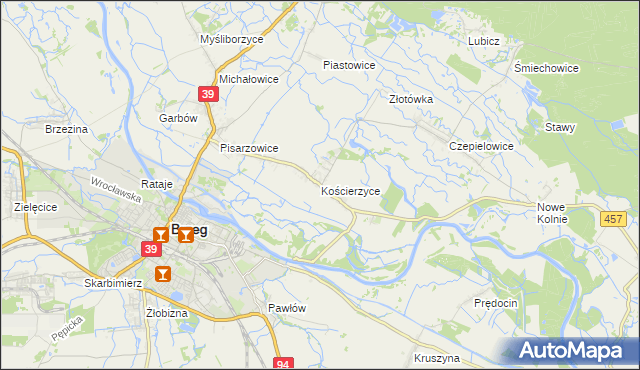 mapa Kościerzyce, Kościerzyce na mapie Targeo