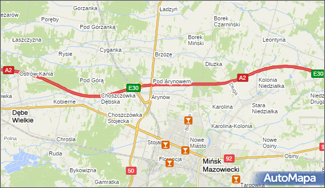 mapa Królewiec gmina Mińsk Mazowiecki, Królewiec gmina Mińsk Mazowiecki na mapie Targeo