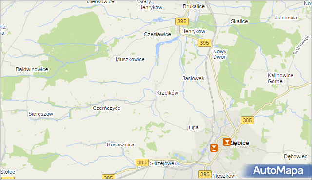 mapa Krzelków, Krzelków na mapie Targeo