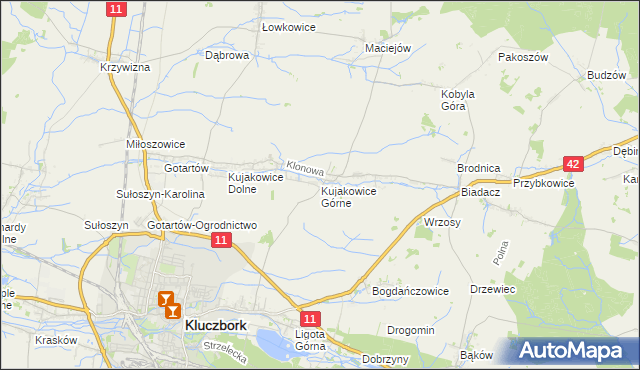 mapa Kujakowice Górne, Kujakowice Górne na mapie Targeo