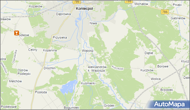 mapa Kuźnica Wąsowska, Kuźnica Wąsowska na mapie Targeo