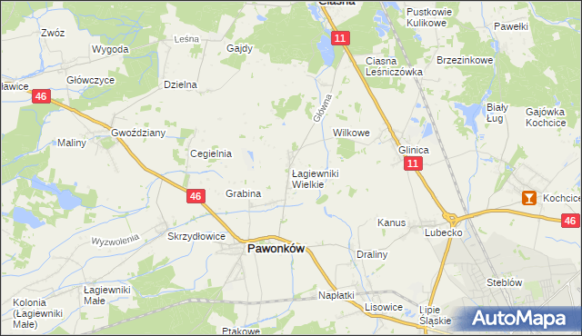 mapa Łagiewniki Wielkie, Łagiewniki Wielkie na mapie Targeo