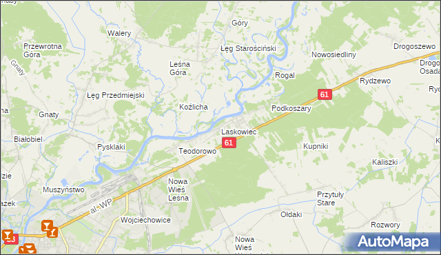 mapa Laskowiec gmina Rzekuń, Laskowiec gmina Rzekuń na mapie Targeo