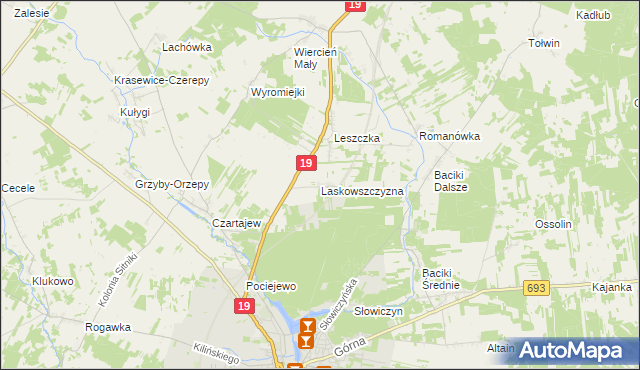 mapa Laskowszczyzna gmina Siemiatycze, Laskowszczyzna gmina Siemiatycze na mapie Targeo
