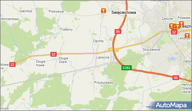 mapa Lasocice gmina Święciechowa, Lasocice gmina Święciechowa na mapie Targeo