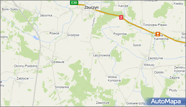 mapa Łęcznowola, Łęcznowola na mapie Targeo