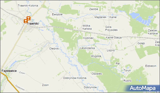 mapa Leszczanka gmina Rejowiec Fabryczny, Leszczanka gmina Rejowiec Fabryczny na mapie Targeo
