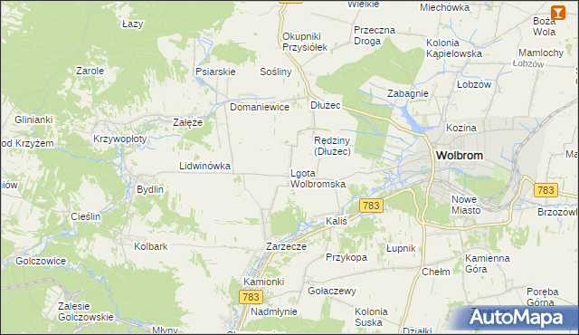 mapa Lgota Wolbromska, Lgota Wolbromska na mapie Targeo