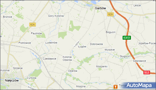 mapa Ługów gmina Jastków, Ługów gmina Jastków na mapie Targeo