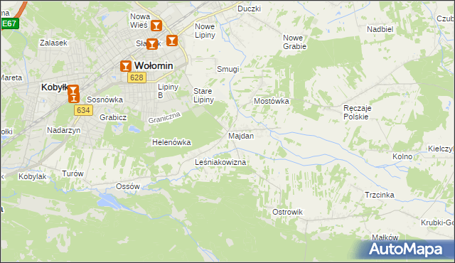 mapa Majdan gmina Wołomin, Majdan gmina Wołomin na mapie Targeo