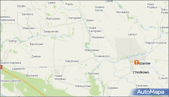 mapa Małoszewo gmina Bodzanów, Małoszewo gmina Bodzanów na mapie Targeo