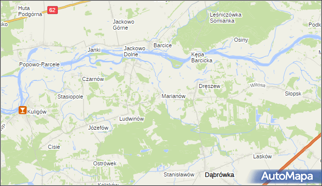 mapa Marianów gmina Dąbrówka, Marianów gmina Dąbrówka na mapie Targeo