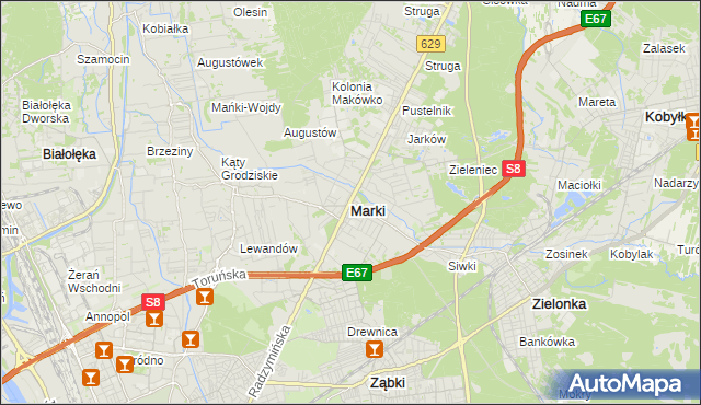 mapa Marki powiat wołomiński, Marki powiat wołomiński na mapie Targeo