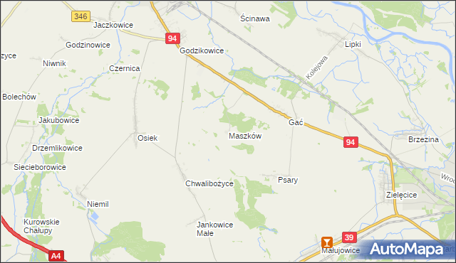 mapa Maszków gmina Oława, Maszków gmina Oława na mapie Targeo