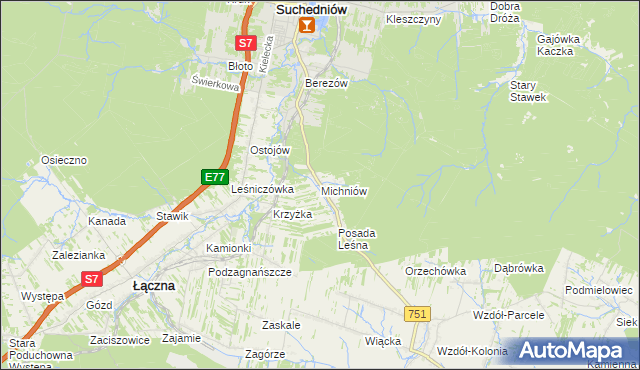 mapa Michniów, Michniów na mapie Targeo