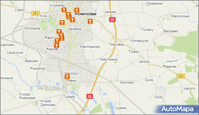 mapa Miechowice gmina Inowrocław, Miechowice gmina Inowrocław na mapie Targeo