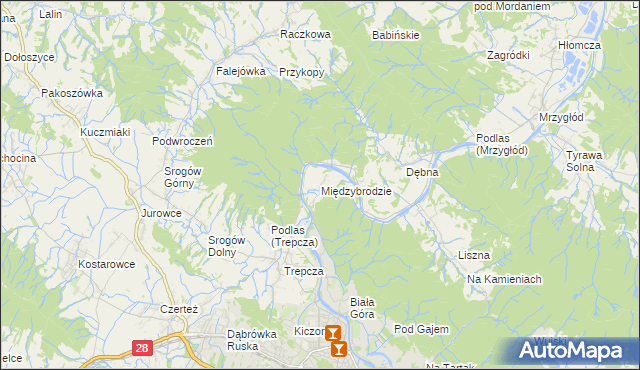 mapa Międzybrodzie, Międzybrodzie na mapie Targeo