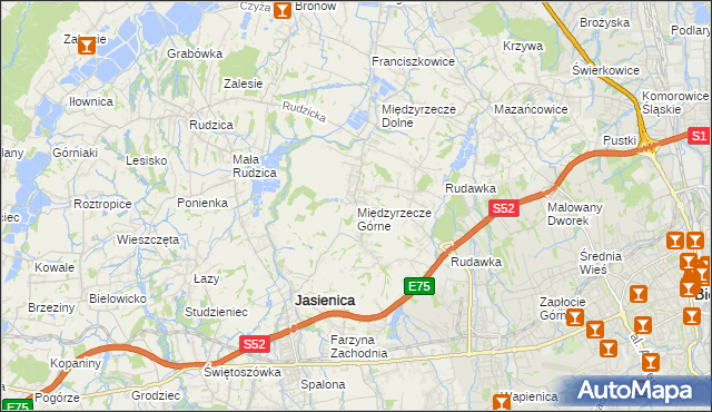 mapa Międzyrzecze Górne, Międzyrzecze Górne na mapie Targeo