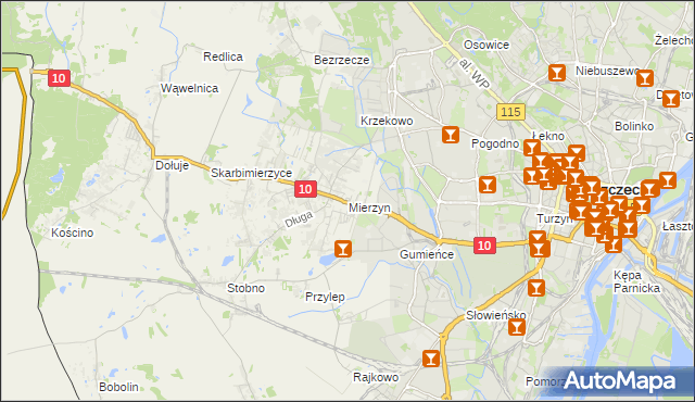 mapa Mierzyn gmina Dobra (Szczecińska), Mierzyn gmina Dobra (Szczecińska) na mapie Targeo