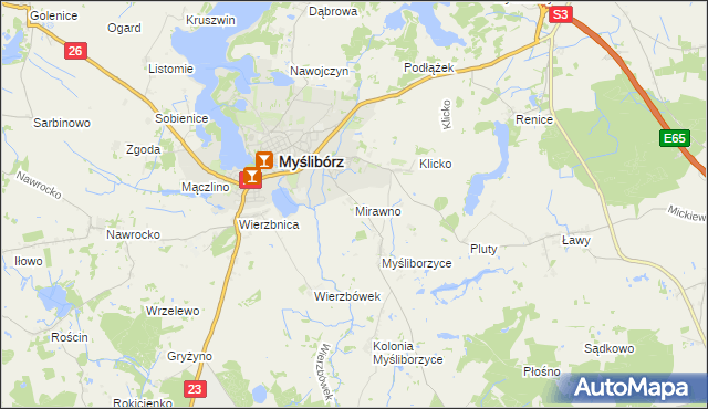 mapa Mirawno, Mirawno na mapie Targeo