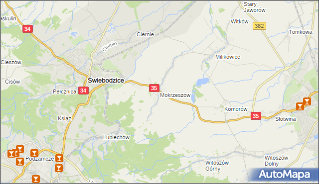 mapa Mokrzeszów, Mokrzeszów na mapie Targeo