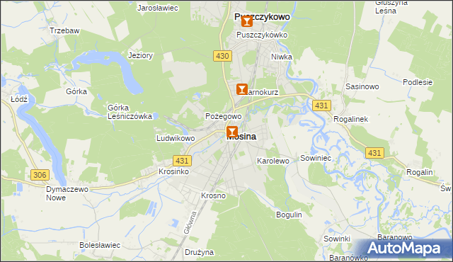 mapa Mosina powiat poznański, Mosina powiat poznański na mapie Targeo