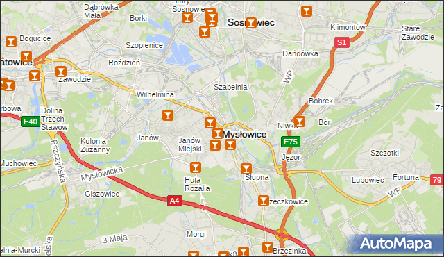 mapa Mysłowice, Mysłowice na mapie Targeo