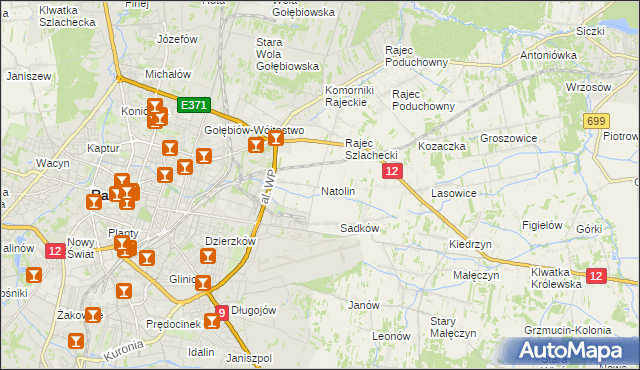 mapa Natolin gmina Jedlnia-Letnisko, Natolin gmina Jedlnia-Letnisko na mapie Targeo