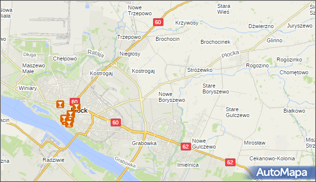 mapa Nowe Boryszewo, Nowe Boryszewo na mapie Targeo