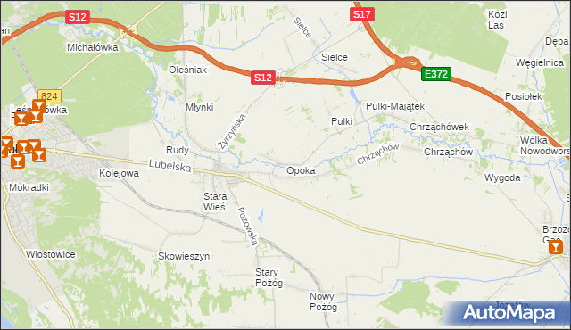 mapa Opoka gmina Końskowola, Opoka gmina Końskowola na mapie Targeo