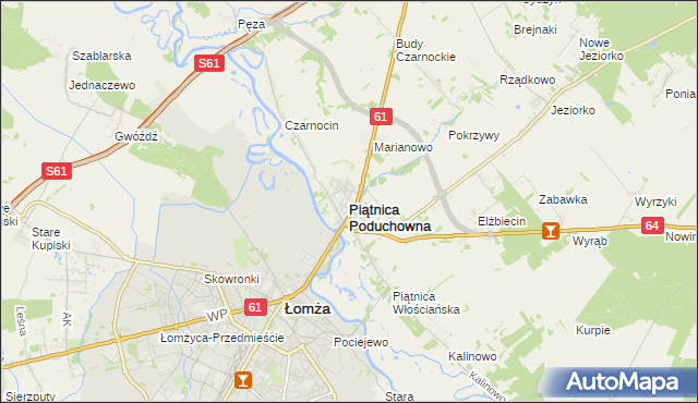 mapa Piątnica Poduchowna, Piątnica Poduchowna na mapie Targeo