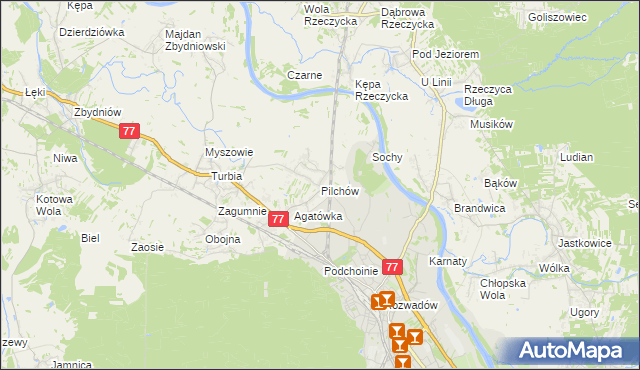 mapa Pilchów, Pilchów na mapie Targeo