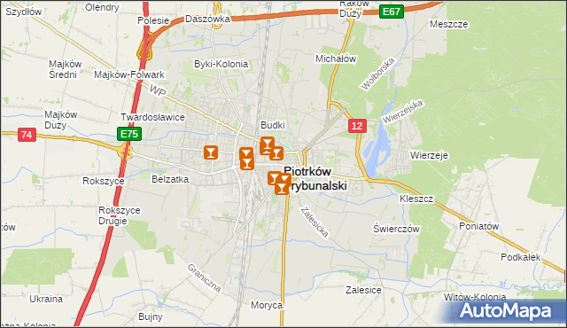 mapa Piotrków Trybunalski, Piotrków Trybunalski na mapie Targeo