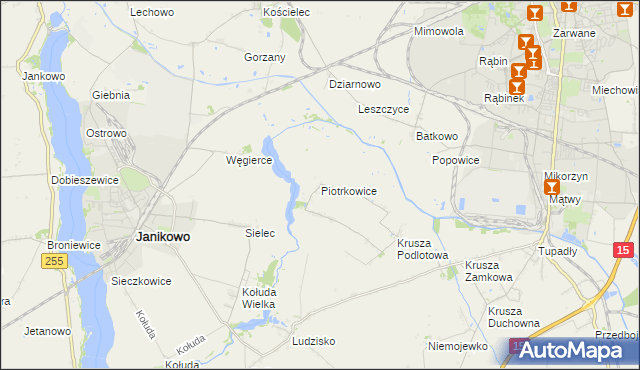 mapa Piotrkowice gmina Inowrocław, Piotrkowice gmina Inowrocław na mapie Targeo