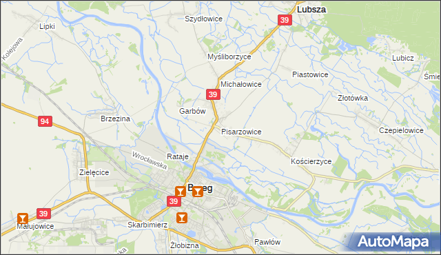 mapa Pisarzowice gmina Lubsza, Pisarzowice gmina Lubsza na mapie Targeo