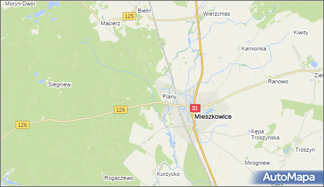 mapa Plany gmina Mieszkowice, Plany gmina Mieszkowice na mapie Targeo
