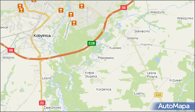 mapa Płaszewko, Płaszewko na mapie Targeo