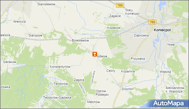 mapa Podlesie gmina Lelów, Podlesie gmina Lelów na mapie Targeo