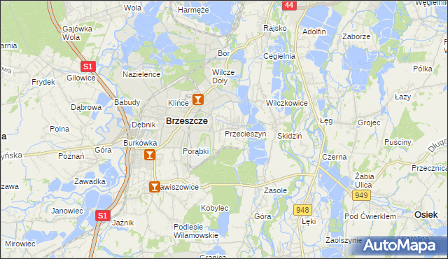 mapa Przecieszyn, Przecieszyn na mapie Targeo