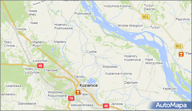 mapa Przewóz gmina Kozienice, Przewóz gmina Kozienice na mapie Targeo