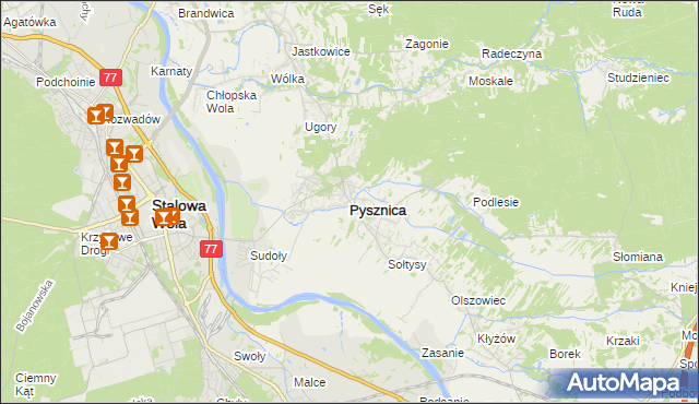 mapa Pysznica, Pysznica na mapie Targeo
