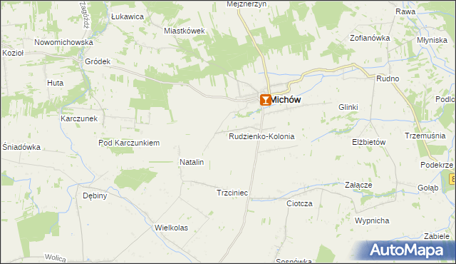 mapa Rudzienko-Kolonia, Rudzienko-Kolonia na mapie Targeo