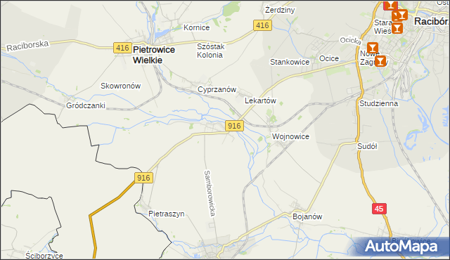 mapa Samborowice gmina Pietrowice Wielkie, Samborowice gmina Pietrowice Wielkie na mapie Targeo