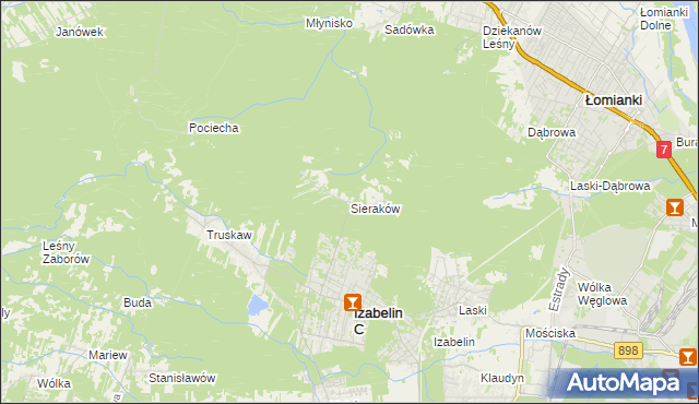 mapa Sieraków gmina Izabelin, Sieraków gmina Izabelin na mapie Targeo