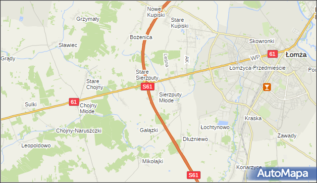 mapa Sierzputy Młode, Sierzputy Młode na mapie Targeo