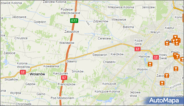 mapa Ślepowron, Ślepowron na mapie Targeo