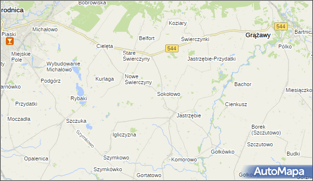 mapa Sokołowo gmina Bartniczka, Sokołowo gmina Bartniczka na mapie Targeo